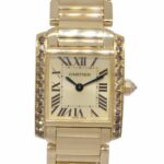 Cartier Tank Francaise Small 18k Yellow Gold Champagne Diamond Ladies Watch 2385