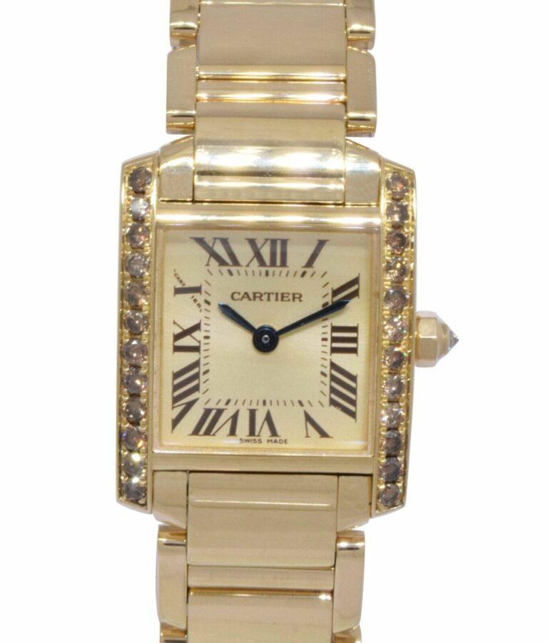 Cartier Tank Francaise Small 18k Yellow Gold Champagne Diamond Ladies Watch 2385