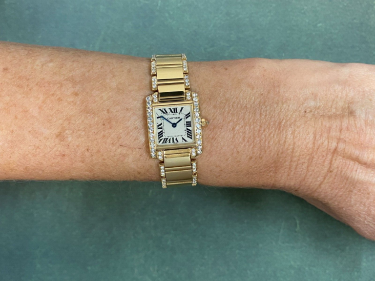 Cartier Tank Francaise Small 18k Yellow Gold Diamond Ladies Watch 1820