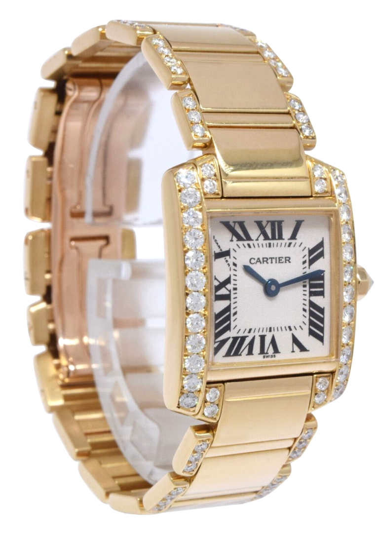 Cartier Tank Francaise Small 18k Yellow Gold Diamond Ladies Watch 1820