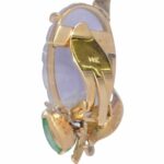 Carved Lavender Jade 
Green Jade 14k Yellow Gold Clip Earrings