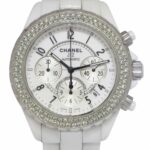 Chanel J12 Chronograph White Ceramic 
Diamond Bezel Ladies 41mm Automatic Watch