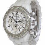 Chanel J12 Chronograph White Ceramic 
Diamond Bezel Ladies 41mm Automatic Watch