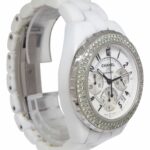 Chanel J12 Chronograph White Ceramic 
Diamond Bezel Ladies 41mm Automatic Watch