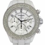 Chanel J12 Chronograph White Ceramic 
Diamond Bezel Ladies 41mm Automatic Watch