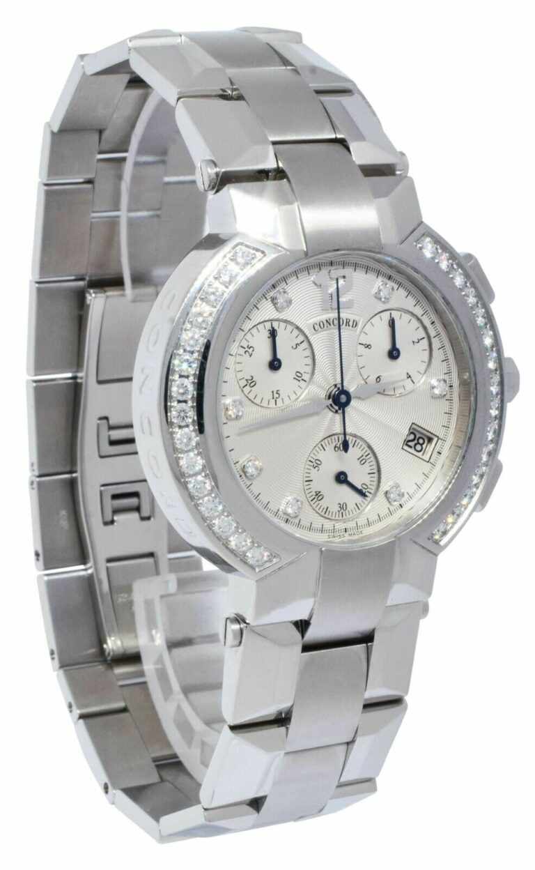 Concord La Scala Chronograph Steel Diamond 38mm Quartz Watch 14.C5.1891 S