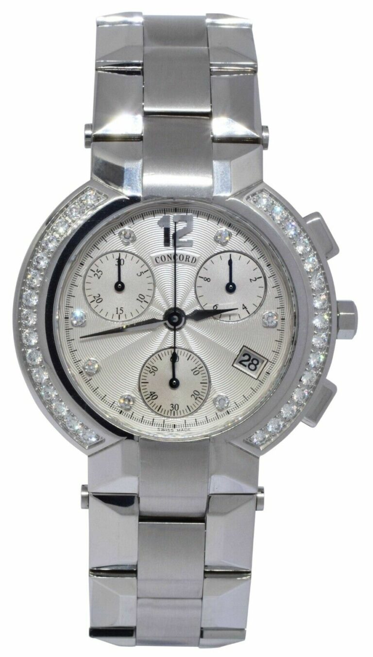 Concord La Scala Chronograph Steel Diamond 38mm Quartz Watch 14.C5.1891 S