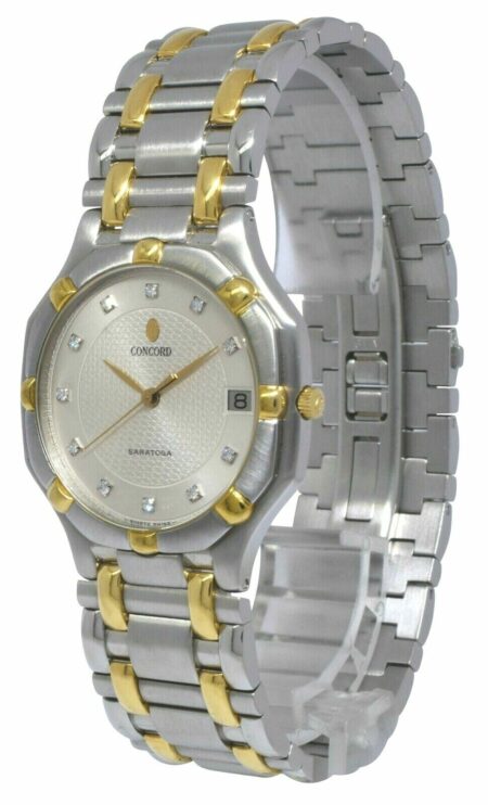 Concord Saratoga 18k Yellow Gold/Steel Diamond Dial 34mm Quartz Watch 15 58 239