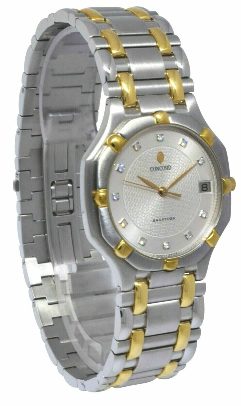 Concord Saratoga 18k Yellow Gold/Steel Diamond Dial 34mm Quartz Watch 15 58 239