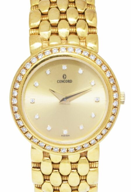 Concord Vintage 18k Yellow Gold Diamond Ladies 26mm Quartz Watch 59-62-262