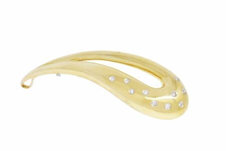 Contemporary Pin 18k Yellow Gold 
Diamonds Ladies Modern Brooch