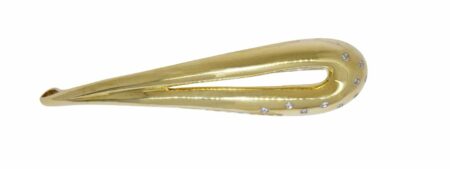 Contemporary Pin 18k Yellow Gold & Diamonds Ladies Modern Brooch