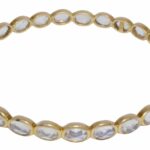 Crystal 
18k Yellow Gold Ladies Bangle Bracelet 7