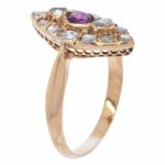 Diamond 
Ruby Marquise Shape Ladies Vintage Ring in 14k Rose Gold