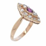 Diamond 
Ruby Marquise Shape Ladies Vintage Ring in 14k Rose Gold