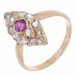 Diamond 
Ruby Marquise Shape Ladies Vintage Ring in 14k Rose Gold