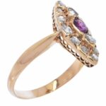 Diamond 
Ruby Marquise Shape Ladies Vintage Ring in 14k Rose Gold