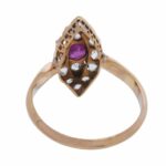 Diamond 
Ruby Marquise Shape Ladies Vintage Ring in 14k Rose Gold