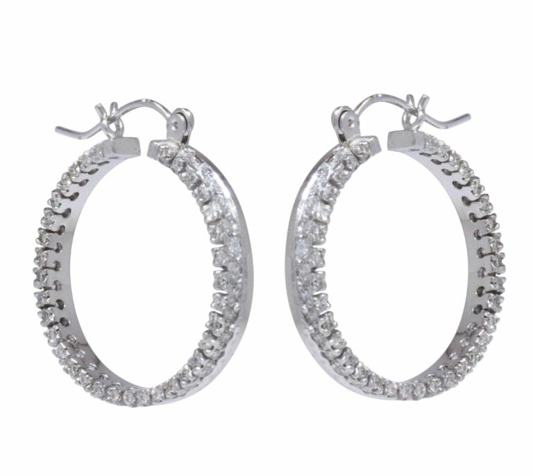 Diamond Hoop Earrings 1.65 CT 
14k White Gold