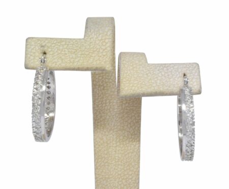 Diamond Hoop Earrings 1.65 CT & 14k White Gold