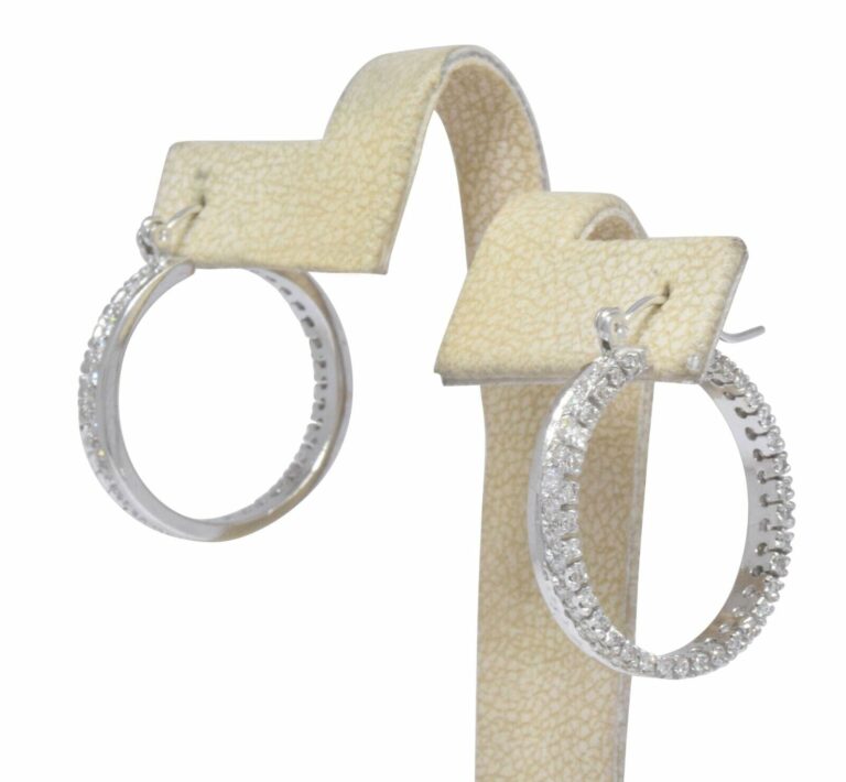 Diamond Hoop Earrings 1.65 CT 
14k White Gold