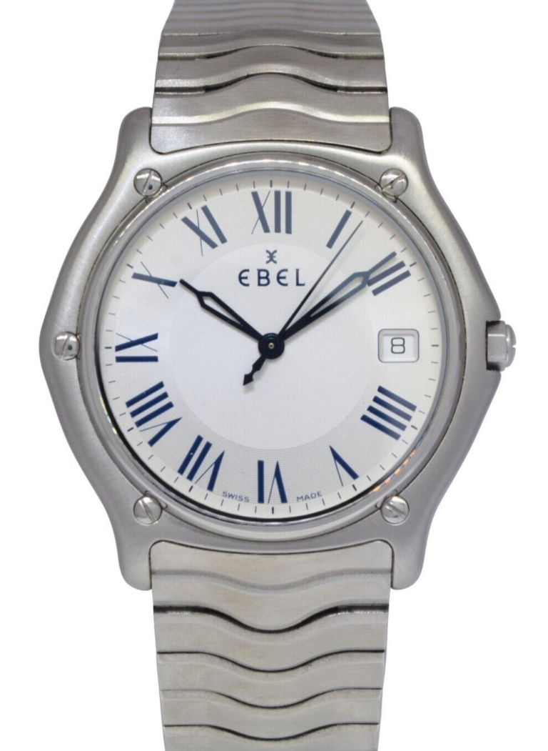 Ebel Sport Classic Wave Steel Silver Roman Dial 37mm Quartz Watch 9187151