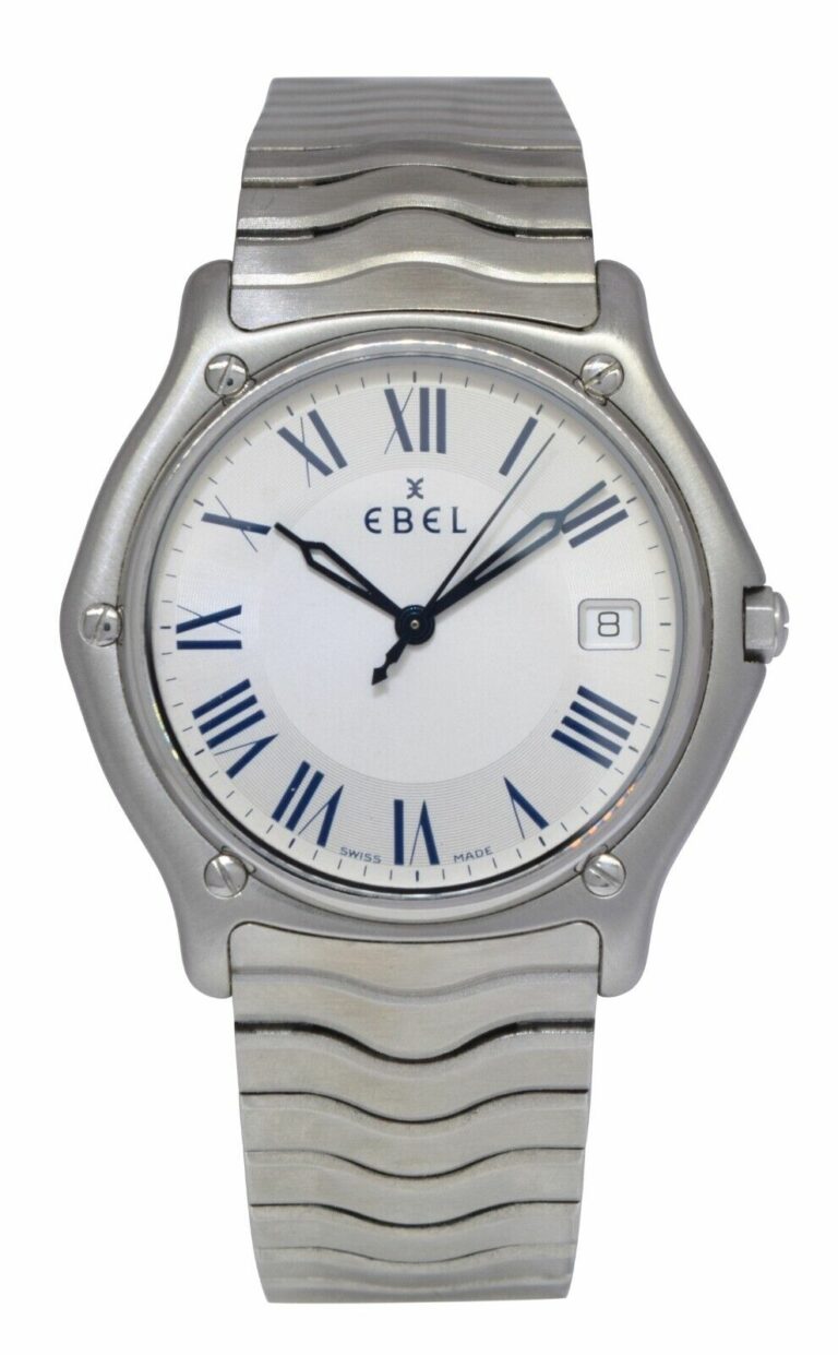 Ebel Sport Classic Wave Steel Silver Roman Dial 37mm Quartz Watch 9187151