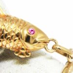 Fish 
Hook Vintage 14k Yellow Gold 
Ruby Brooch Pin