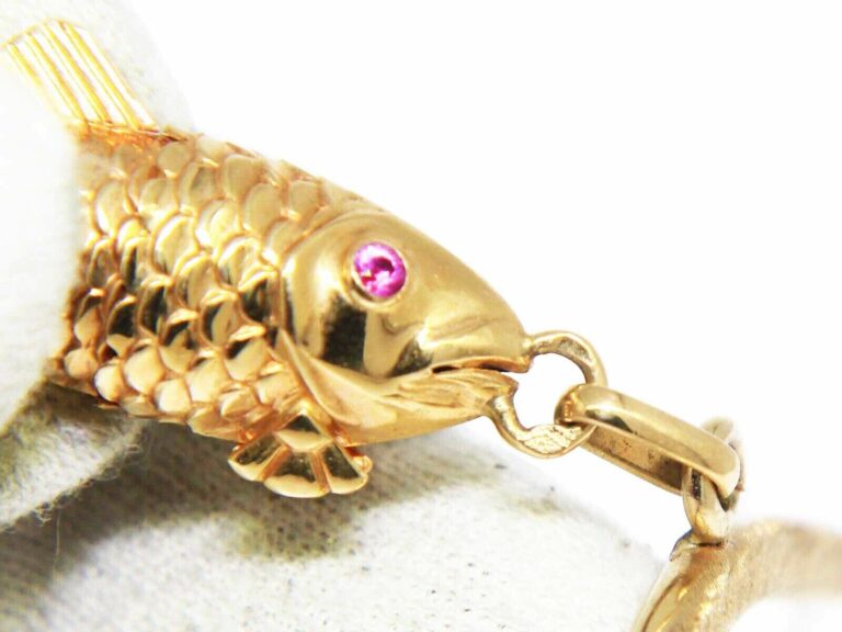 Fish 
Hook Vintage 14k Yellow Gold 
Ruby Brooch Pin