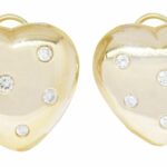 Heart-Shaped 14k Yellow Gold 
Diamond Clip-On Earrings