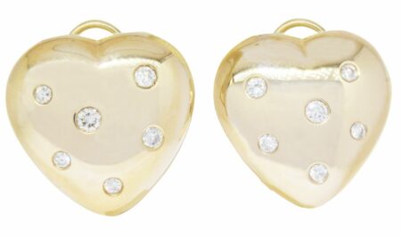 Heart-Shaped 14k Yellow Gold 
Diamond Clip-On Earrings