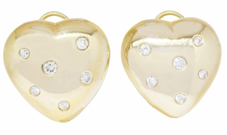 Heart-Shaped 14k Yellow Gold 
Diamond Clip-On Earrings