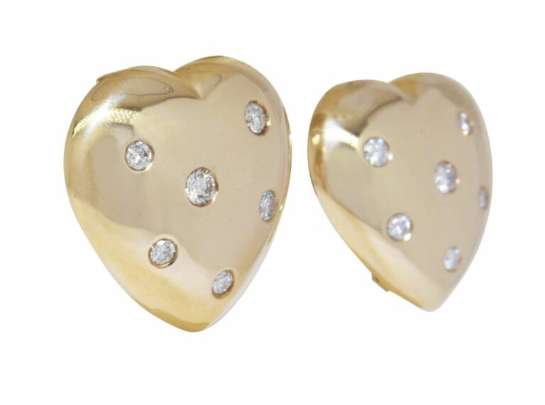 Heart-Shaped 14k Yellow Gold 
Diamond Clip-On Earrings