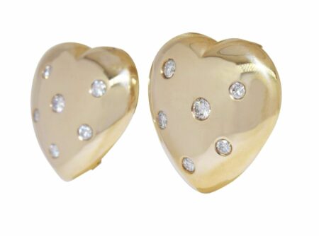 Heart-Shaped 14k Yellow Gold & Diamond Clip-On Earrings