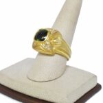 Kimberlee Teti 18k Yellow Gold Green Cabochon Tourmaline 
Diamond Ring Size 7.5