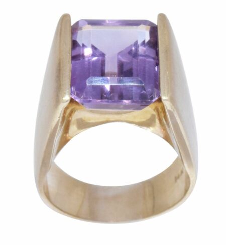 Ladies 14k Gold 4.80 Carat Amethyst Modern Ring 6