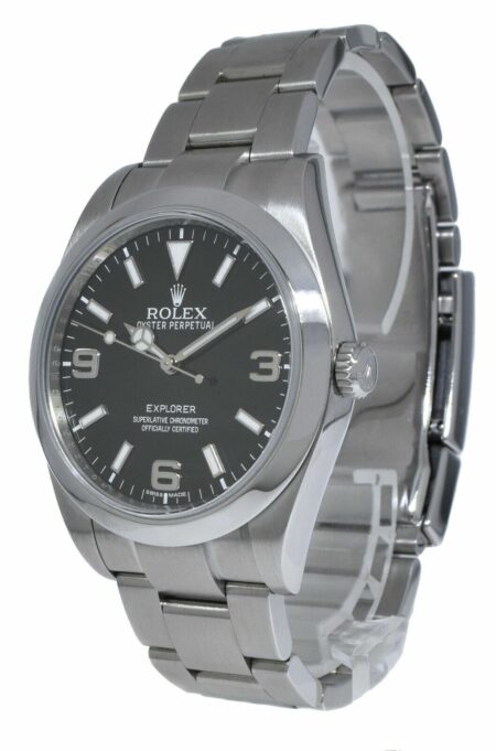 Rolex Explorer Stainless Steel Black Dial Mens 39mm Watch Box/Papers '14 214270