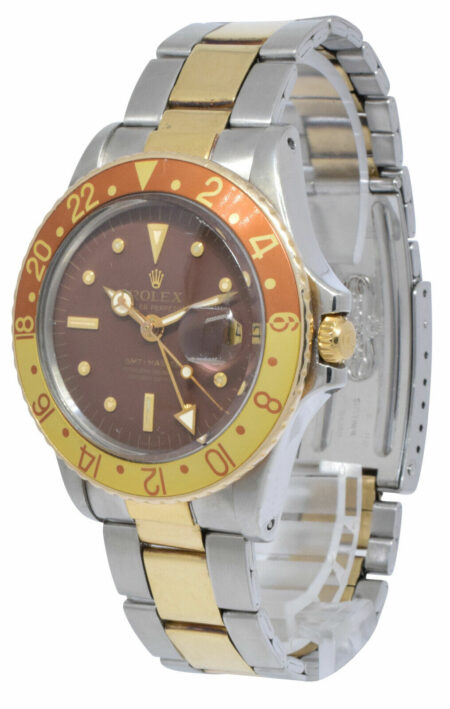 Rolex GMT-Master 14k YG/Steel Brown Dial Root Beer Mens 40mm '69 Watch 1675