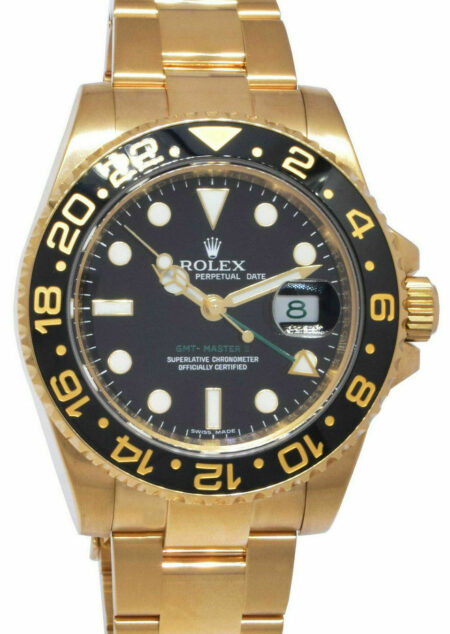 Rolex GMT-MASTER II 18k Yellow Gold 
Ceramic Black Dial 40mm Watch Z 116718