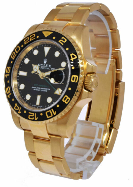 Rolex GMT-MASTER II 18k Yellow Gold & Ceramic Black Dial 40mm Watch Z 116718