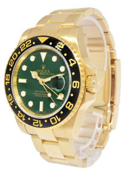 Rolex GMT-MASTER II 18k Yellow Gold & Ceramic Green Dial 40mm Watch Z 116718