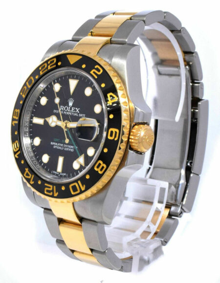 Rolex GMT-Master II 18k YG & Steel Black Ceramic Mens 40mm Watch B/P M 116713