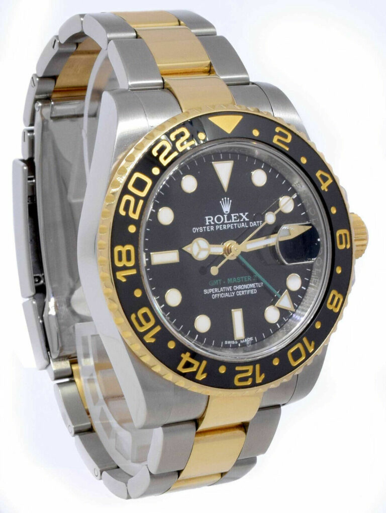 Rolex GMT-Master II 18k YG 
Steel Black Ceramic Mens 40mm Watch B/P M 116713