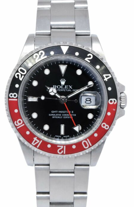 Rolex GMT-Master II Steel Black/Red Coke Bezel Mens 40mm Watch B/P Y 16710