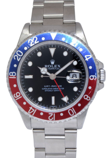 Rolex GMT-Master Pepsi Red/Blue Bezel Black Dial Steel Mens 40mm Watch U 16700