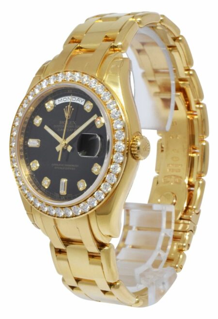 Rolex Masterpiece 18k Yellow Gold Black Diamond Dial/Bezel 39mm Watch 18948