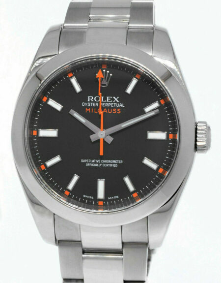 Rolex Milgauss Stainless Steel Black Dial Oyster Bracelet Watch 116400