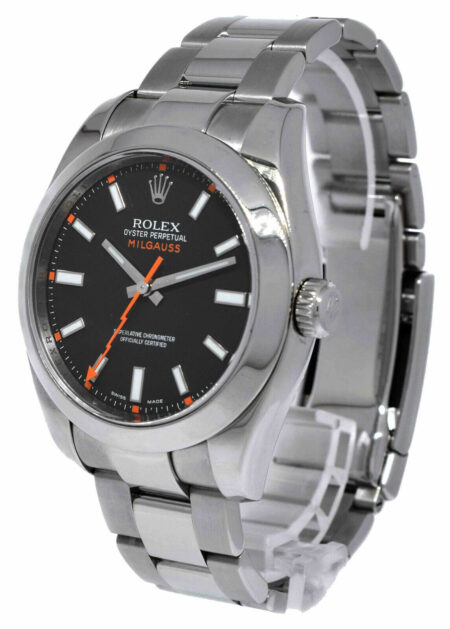 Rolex Milgauss Stainless Steel Black Dial Oyster Bracelet Watch 116400