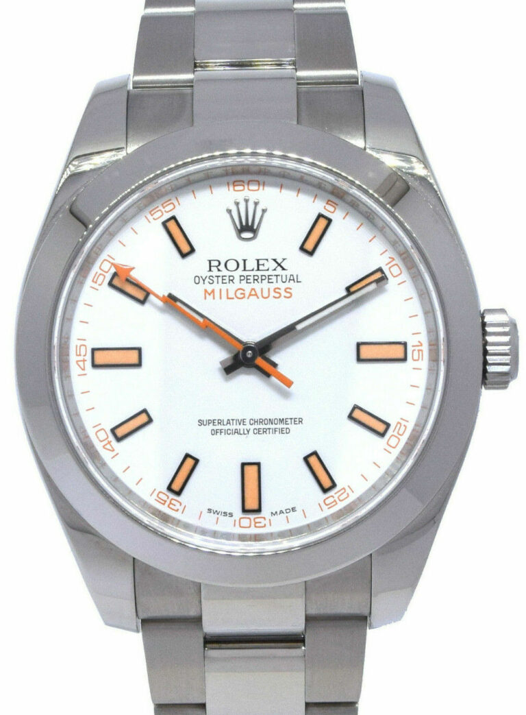 Rolex Milgauss Stainless Steel White Dial Oyster Mens 40mm Watch +Card V 116400