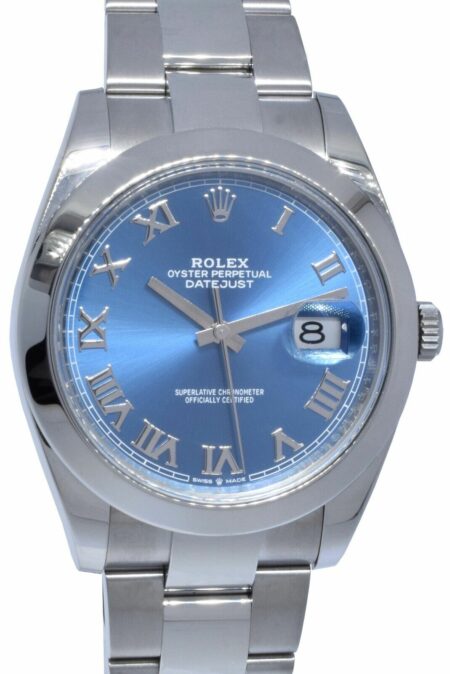 Rolex NOS Datejust 41 Steel Blue Roman Dial Oyster Bracelet Watch B/P '20 126300